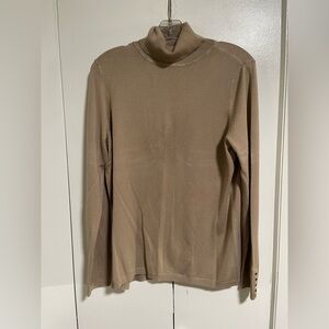 Vintage 80s Sharon Young Tan Turtleneck Sweater